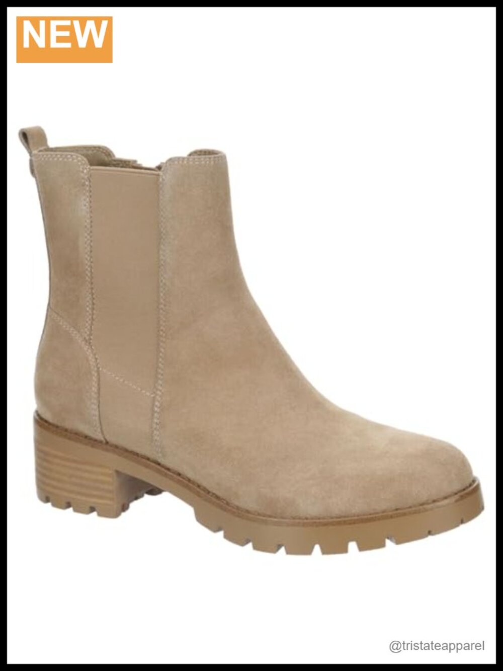 Women's Suede Chelsea Ankle Boots with Lug Sole and Cushioned Footbed